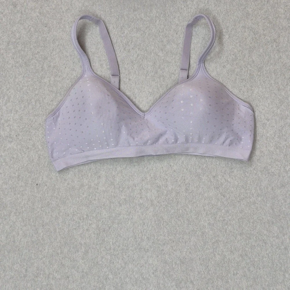 Bali Women Bra 42C Lavender Polka Dot T Shirt Wireless Strap Adjustable